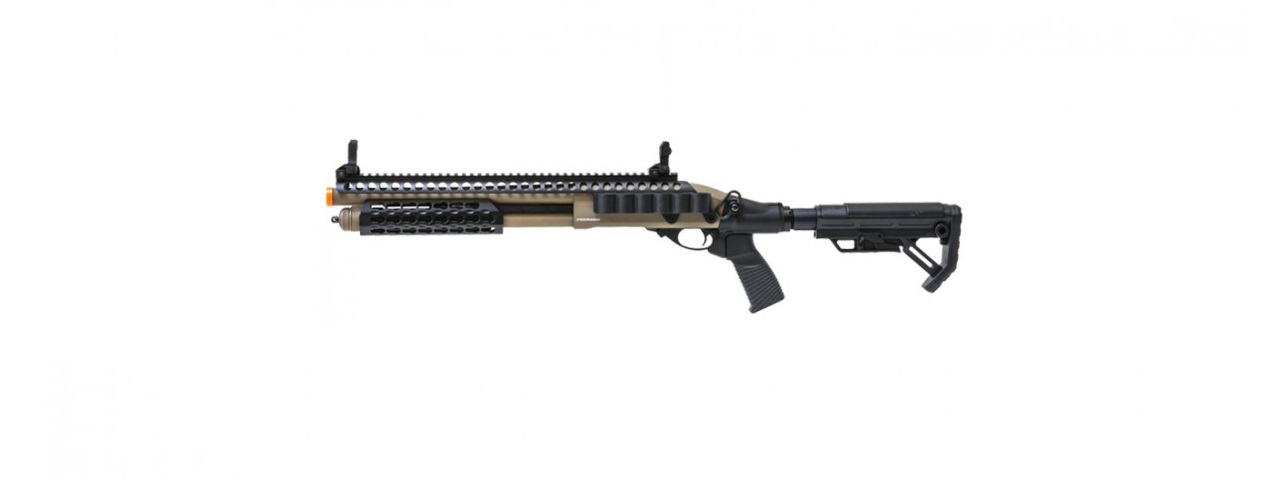 JAG ARMS SCATTERGUN SPX2 AIRSOFT GAS SHOTGUN - EXTENDED TUBE (TAN) JAG ARMS SCATTERGUN SPX2 AIRSOFT GAS SHOTGUN - EXTENDED TUBE (TAN)