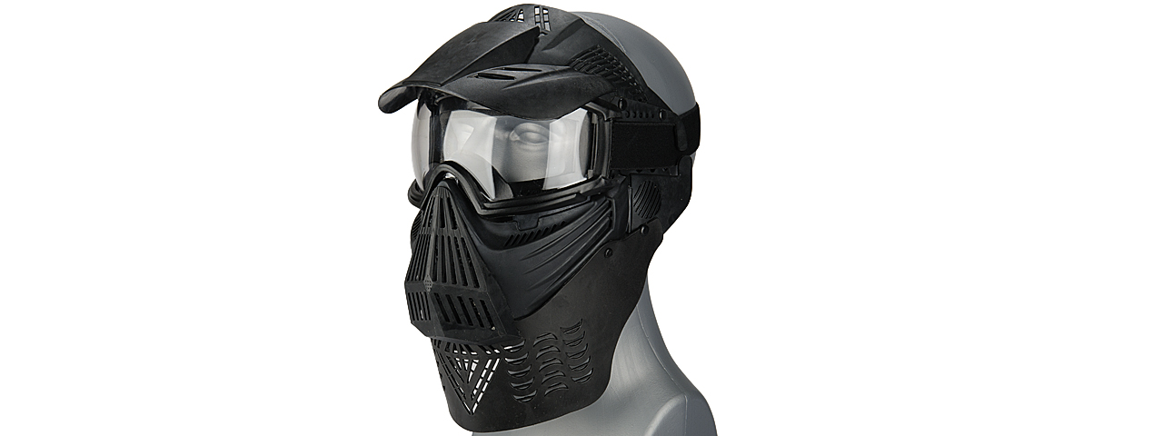 Airsoft Paintball Face Mask w/ Visor Goggle Eye & Neck Protection BLACK 2604BG 