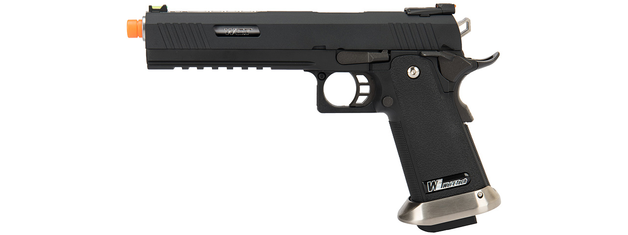 WE Tech 1911 Hi-Capa T-Rex Competition Gas Blowback Airsoft Pistol w/ Sight Mount (BLACK / SILVER) - Click Image to Close