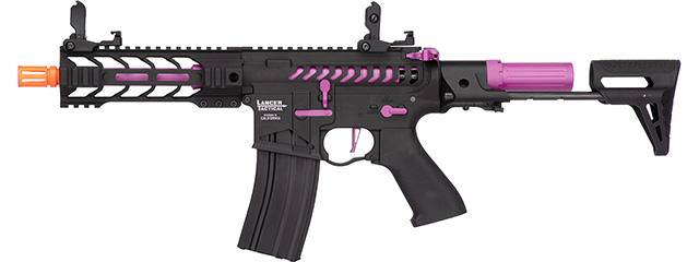 Lancer Tactical Proline Enforcer Battle Hawk 7" Skeleton M4 Airsoft Rifle w/ PDW Stock (Color: Black / Purple)