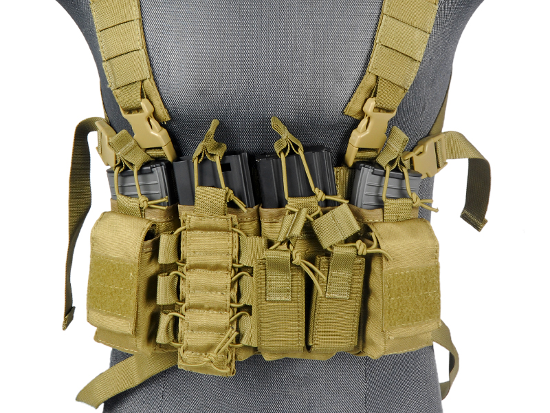 UK ARMS AIRSOFT DMITTSU QR COMBAT CHEST RIG KHAKI [AC215K