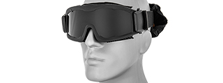 CA-221BB AIRSOFT SAFETY GOGGLES W/STYLIZED VENTS (BLACK) LENS: SMOKE GRAY CA-221BB AIRSOFT SAFETY GOGGLES W/STYLIZED VENTS (BLACK) LENS: SMOKE GRAY