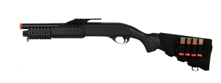 UKARMS M180D1 Spring Shotgun RIS w/ 4 Bullet Shells, Stock Shell Holder, Flashlight, Fixed Stock