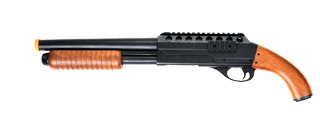 UK Arms M47C Sawed-Off Pump Action Airsoft Shotgun w/ Faux Wood (Color: Black)