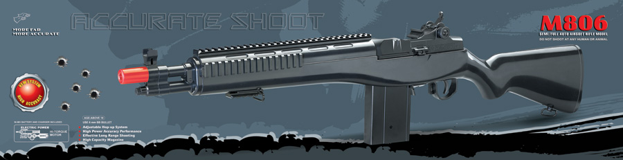 DOUBLE EAGLE M806A2 / M306P M14 AIRSOFT AEG WITH FLASHLIGHT AND LASER