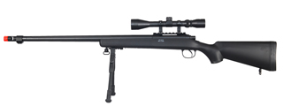 WELL MB07BAB VSR-10 BOLT ACTION RIFLE w/FLUTED BARREL, SCOPE & BIPOD (COLOR: BLACK)