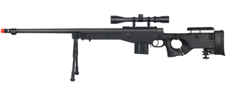 WELL MB4403BAB BOLT ACTION RIFLE w/FLUTED BARREL, SCOPE & BIPOD (COLOR: BLACK)
