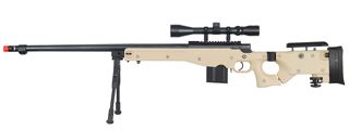 WELL MB4403TAB BOLT ACTION RIFLE w/FLUTED BARREL, SCOPE & BIPOD (COLOR: TAN)