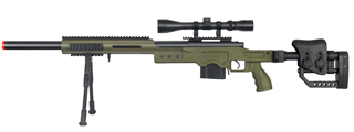 WELLFIRE MB4410 BOLT ACTION SNIPER RIFLE W/ SCOPE AND BIPOD - OD GREEN