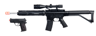 UKARMS P1136 Spring Rifle w/ Scope, Laser, & Flashlight and Bonus P618 Spring Pistol in Combo Box