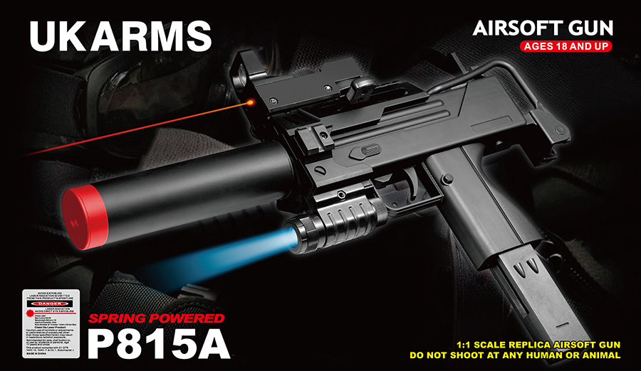 UKARMS P815A Uzi Spring Pistol w/ Laser, Flashlight and Silencer [P815A