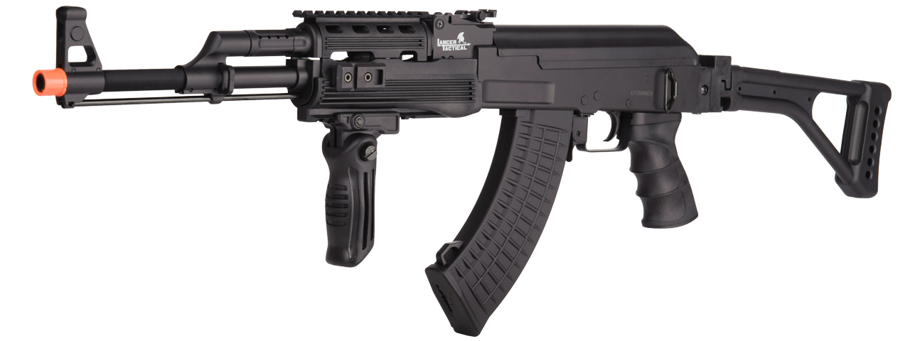 Lancer Tactical Folding Stock AK47 Airsoft AEG w/ Folding Stock, Battery, & Charger (Color: Black)