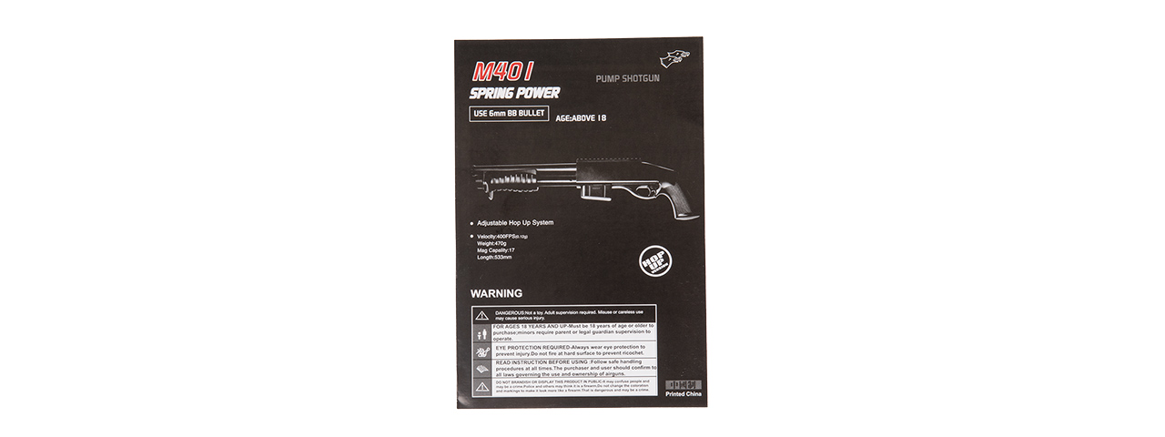 M401 M401 DOUBLE EAGLE SPRING SHOTGUN (BK) [M401] : Airsoft Wholesaler ...
