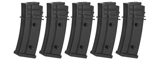 ARES-MAG-B005 5-PK 30 RD LIGHTWEIGHT LOW CAPACITY AIRSOFT G36 MAGAZINES (BLACK)