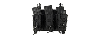 LANCER TACTICAL ADAPTIVE HOOK AND LOOP TRIPLE M4/PISTOL MAG POUCH (BLACK)