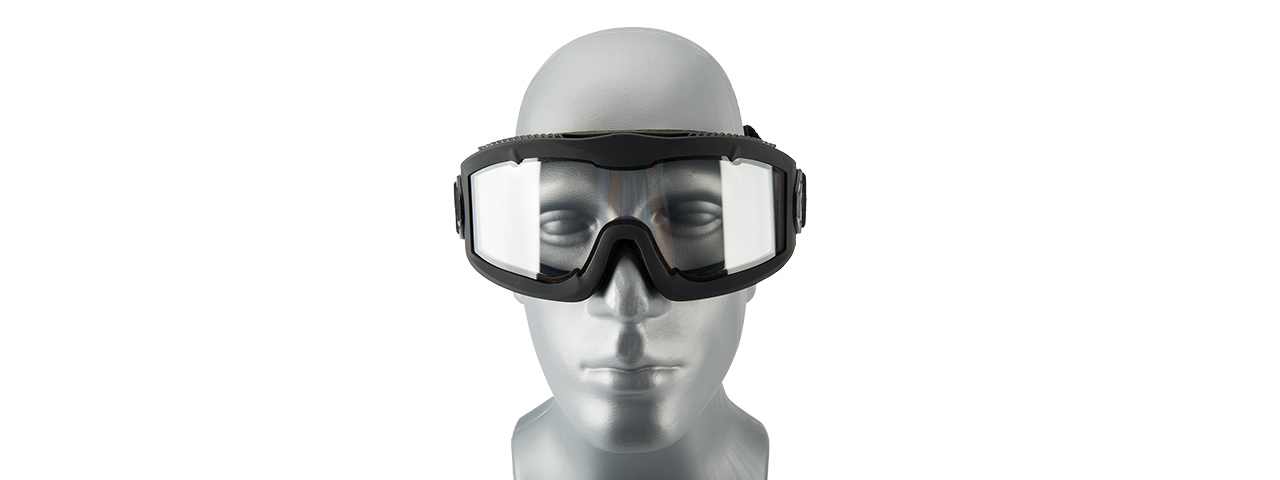 LANCER TACTICAL AERO PROTECTIVE BLACK AIRSOFT GOGGLES (CLEAR LENS)