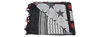 Lancer Tactical Multi-Purpose Shemagh Face Head Wrap w/ Black Stars (RED / WHITE)