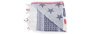Lancer Tactical Multi-Purpose Shemagh Face Head Wrap w/ Blue Stars (WHITE / BLUE / RED)