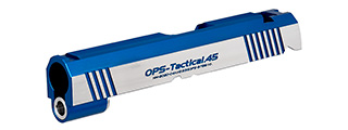 Airsoft Masterpiece OPS-Tactical .45 Standard Slide for TM Hi-Capa 4.3 GBB Pistols (BLUE/SILVER) Airsoft Masterpiece OPS-Tactical .45 Standard Slide for TM Hi-Capa 4.3 GBB Pistols (BLUE/SILVER)