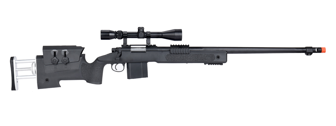 WellFire MB4417 M40A3 Bolt Action Airsoft Sniper Rifle w/ Scope (BLACK)