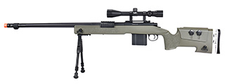 WellFire MB4417 M40A3 Bolt Action Airsoft Sniper Rifle w/ Scope & Bipod (OD GREEN)