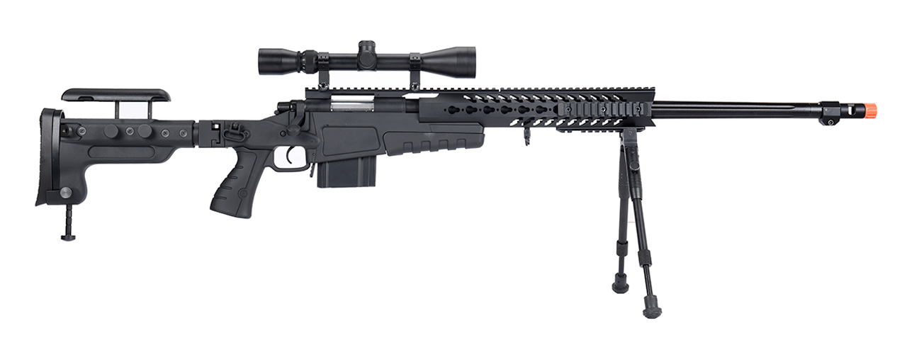 BLACK WellFire MB4418-3 Bolt Action Airsoft Sniper Rifle w/ Scope Airsoft Gun 