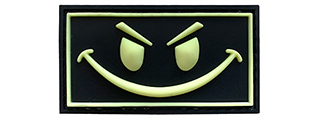 G-Force Evil Smiley Face PVC Morale Patch [Glow in the Dark] (BLACK / GREEN)