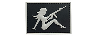 G-Force Mudflap Girl w/ Rifle PVC (Left) Patch (BLACK/GRAY)