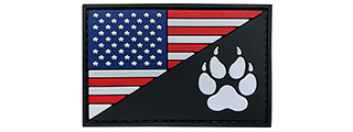 G-Force American Flag and K9 Paw PVC Morale Patch (RED / WHITE / BLUE / BLACK)
