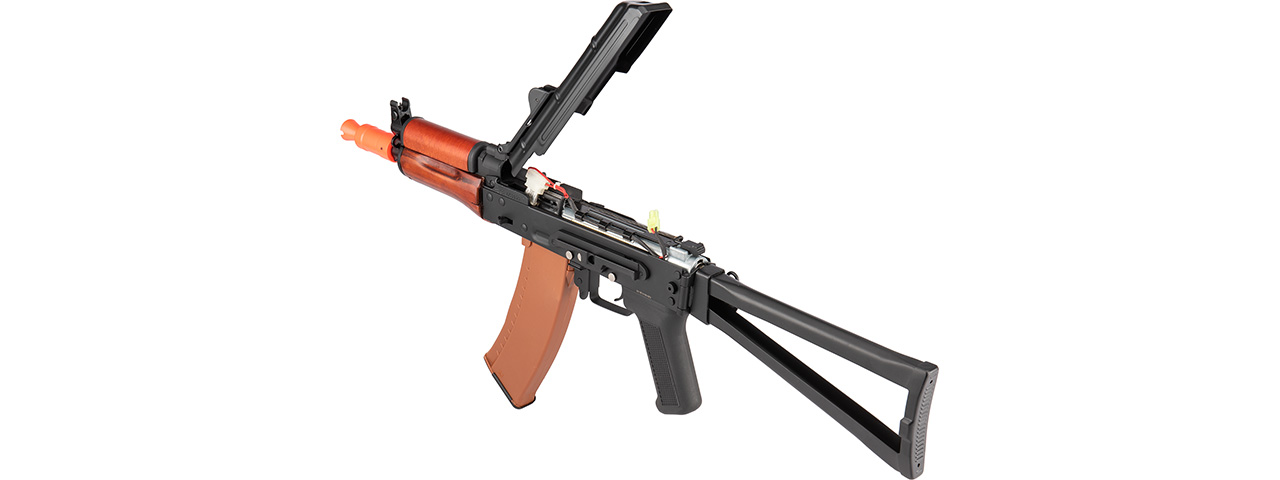 Double Bell AK74U AEG Airsoft Rifle w/ Folding Triangle Stock [TYPE B] (BLACK / WOOD)