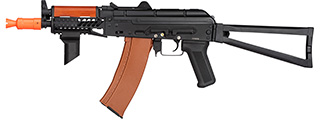 Double Bell AK74U AEG Airsoft Rifle w/ Folding Wire Stock (BLACK / WOOD)
