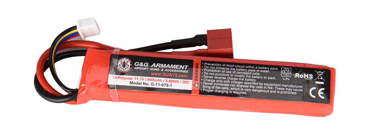 G&G 20C 11.1V 800mAh Stick Li-Po Airsoft Gun Battery 