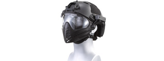 G-Force Pilot Full Face Helmet w/ Plastic Mesh Face Guard (Color: Black)
