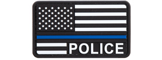 US Flag with Police Blue Line PVC Patch (Color: Black / White / Blue)