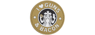 I Heart Guns & Bacon PVC Patch (Color: Tan)