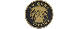I Heart Guns & Titties PVC Patch (Color: Tan)