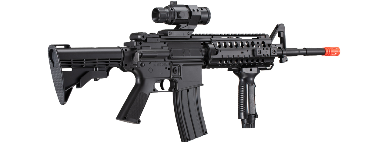 WellFire D96 M4 Carbine Airsoft AEG Rifle w/ Scope and Grip (Color: Black)