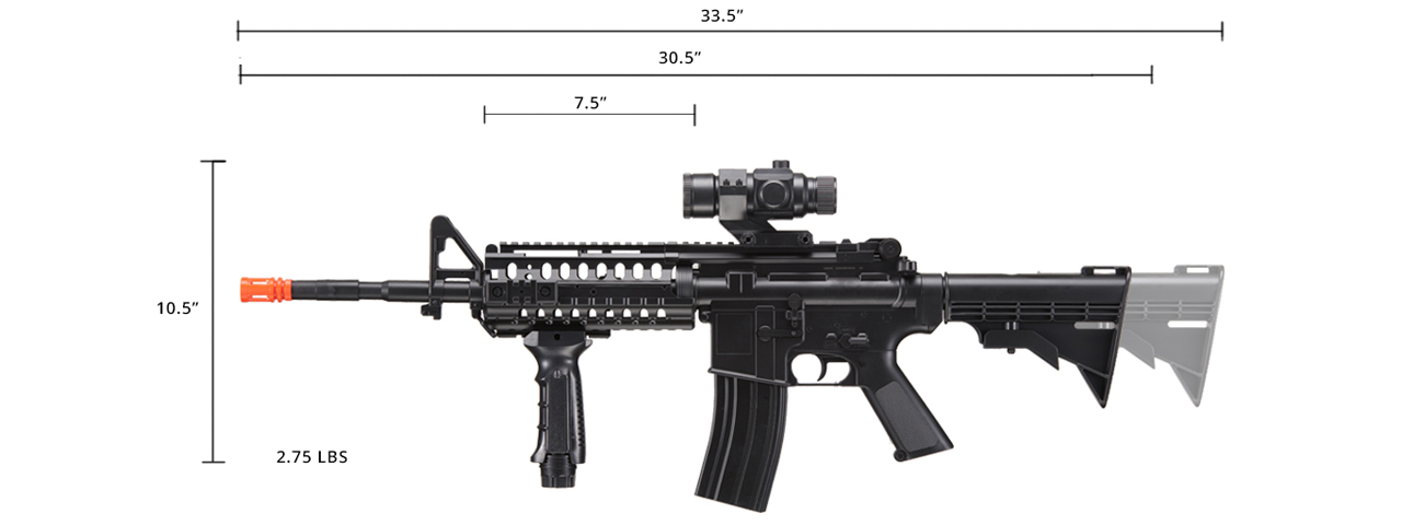 WellFire D96 M4 Carbine Airsoft AEG Rifle w/ Scope and Grip (Color: Black)