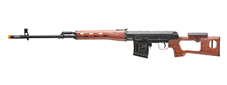 UK Arms Full Metal SVD Spring Rifle with Removable Cheek Rest (Color: Black & Faux Wood)