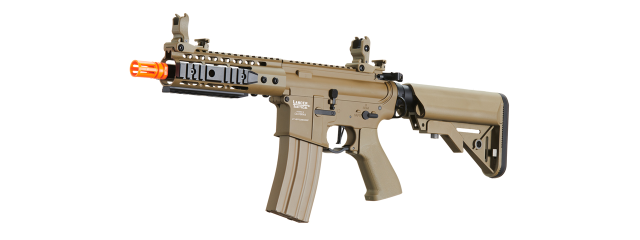 Lancer Tactical Proline 7" KeyMod Railed Airsoft AEG Rifle with Picatinny Rail Segments (Color: Tan)