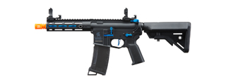 Lancer Tactical Gen 3 Hellion 7" M-LOK Airsoft AEG Rifle w/ Crane Stock (Color: Black & Blue)