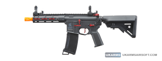 Lancer Tactical Gen 3 Hellion 7" M-LOK Airsoft AEG Rifle w/ Stubby Stock (Color: Black & Red)