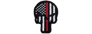 Embroidered Patriot Punisher US Flag PVC Patch w/ Thin Red Line