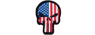 Embroidered Patriot Punisher US Flag PVC Patch (Color: American Flag)
