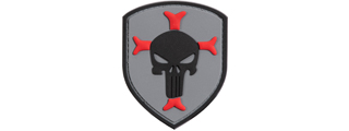 Knights Templar Crusaders Cross w/ Punisher PVC Patch (Color: Gray)
