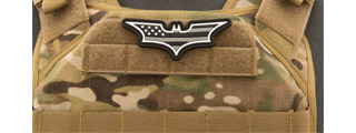 Batman US Flag PVC Patch (Color: Black and Light Gray)