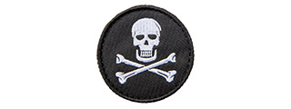 Embroidered Round Jolly Roger Patch (Color: Black and White)