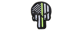 Embroidered Patriot Punisher US Flag PVC Patch w/ Thin Green Line