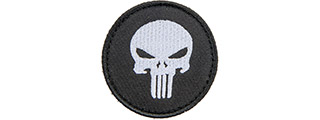 Embroidered Round Punisher Patch (Color: Black and White)