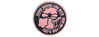 "Guns, Boobs, and Beer, That's Why I AM Here" PVC Patch (Color: Black and Pink)